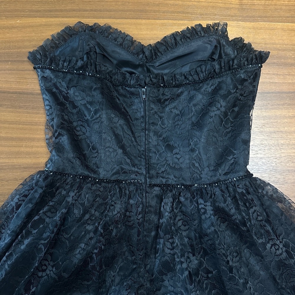 Gunne‎ Sax Y2K VTG Black Lace Gothic Corset Style Strapless Formal Dress Size 9 - Picture 9 of 16